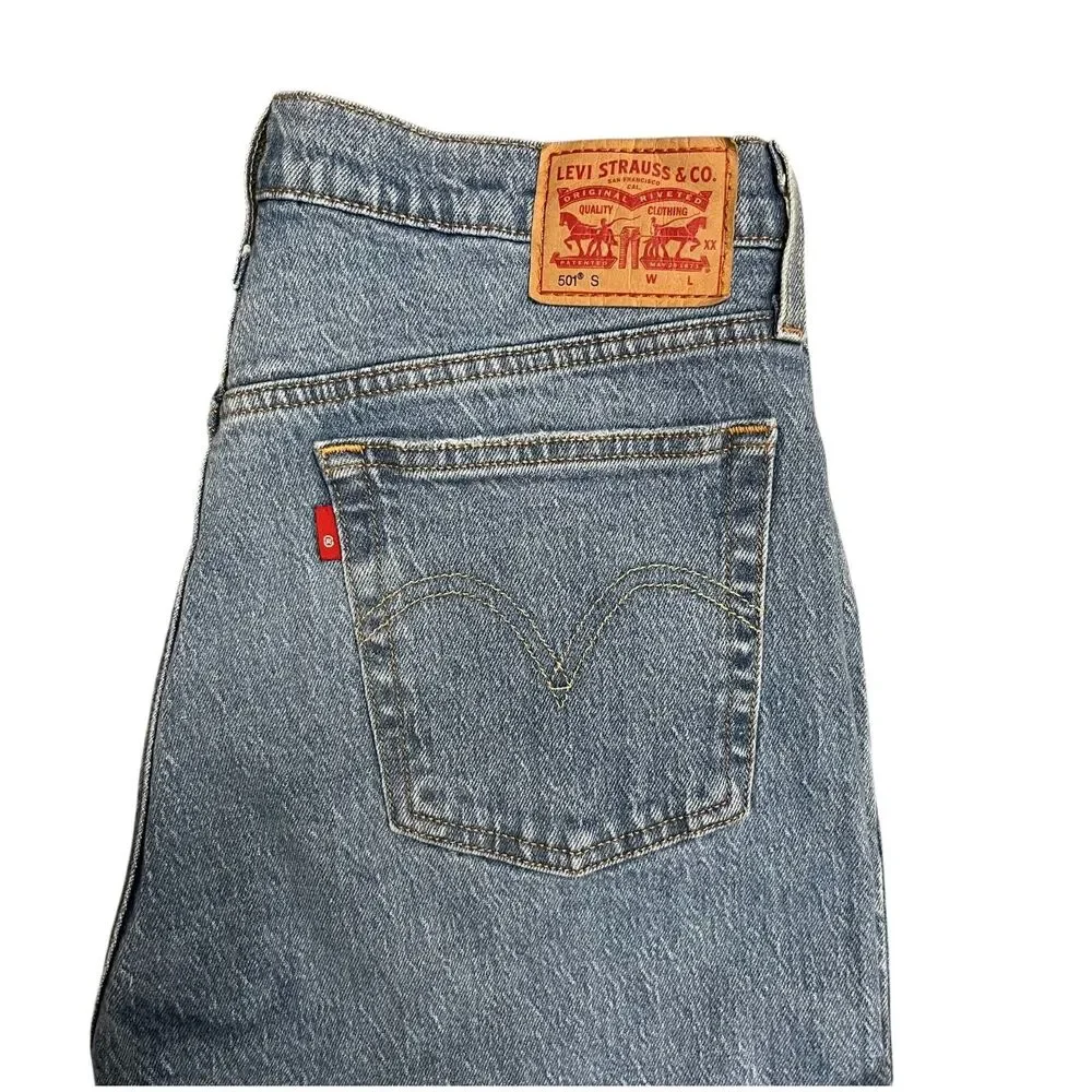 LEVI STRAUSS Men's 501S Skinny Fit Button Fly Blue Jeans Raw Hem Stretch 30X30